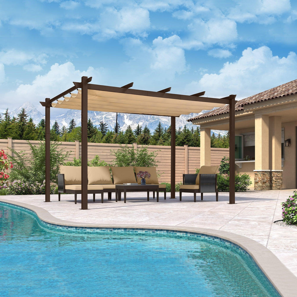 PURPLE LEAF Pergola Outdoor Retractable Metal Pergola with Canopy Patio Pergola with Shade Cover for Garden Pool Yard Beach Deck