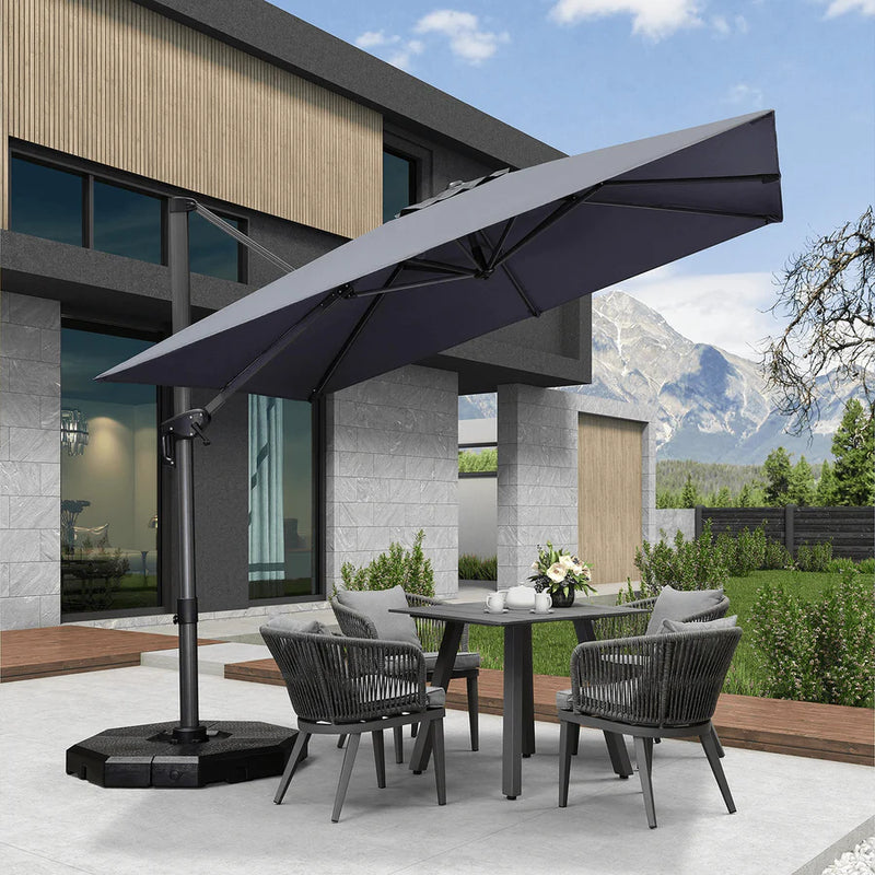 PURPLE LEAF Porch Umbrellas, Outdoor Patio Umbrella with Base, Grey