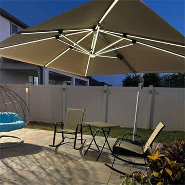 cantilever rectangular patio umbrella with lights Cantilever Umbrella with LED Lights