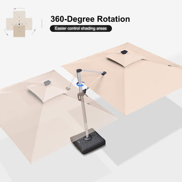 Rectangle Solar LED Cantilever Patio Umbrella 9 x12 ft Rectangle Solar LED Cantilever Patio Umbrella 9 x12 ft
