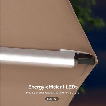 Rectangle Solar LED Cantilever Patio Umbrella 9 x12 ft