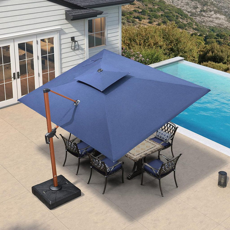 9'x12' / 10'x13' SUNBRELLA Fabric Aluminum Cantilever Umbrella