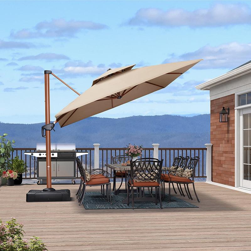 9'x12' / 10'x13' SUNBRELLA Fabric Aluminum Cantilever Umbrella