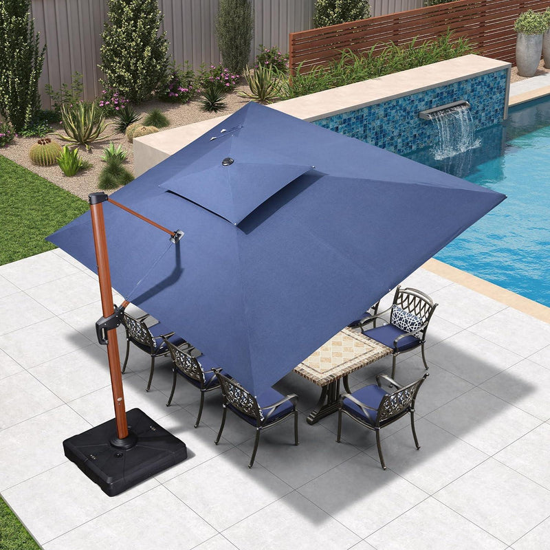 SUNBRELLA Fabric Aluminum Patio Cantilever Umbrella in Wood Color