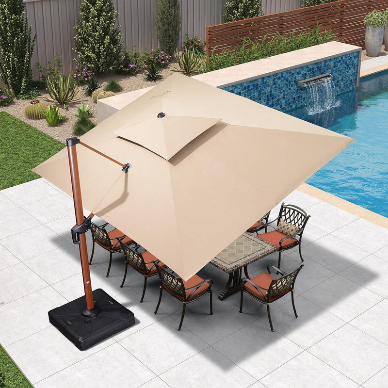 SUNBRELLA Fabric Aluminum Patio Cantilever Umbrella in Wood Color