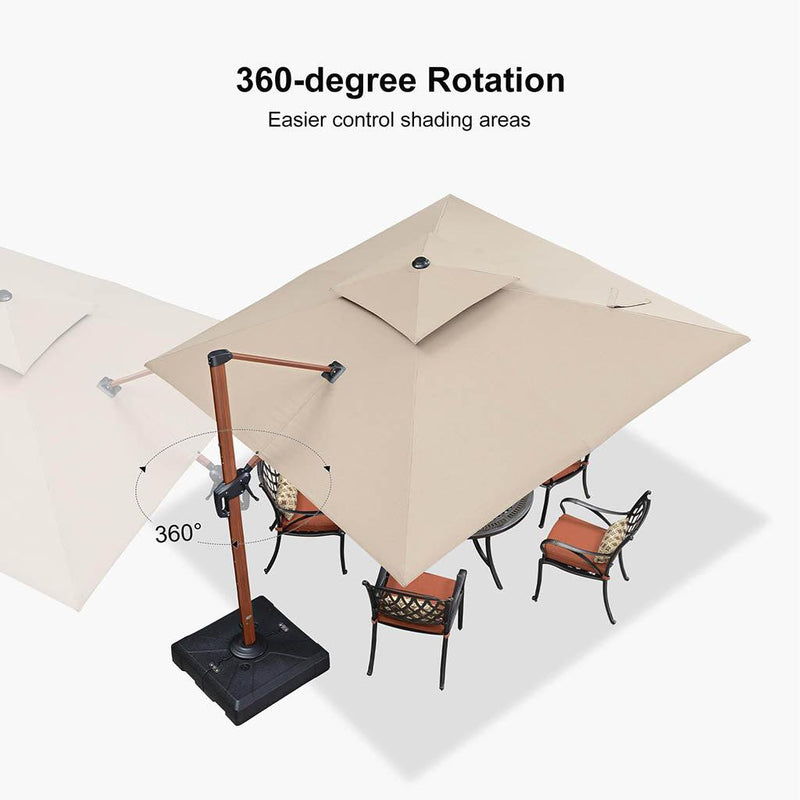 SUNBRELLA Fabric Aluminum Patio Cantilever Umbrella in Wood Color