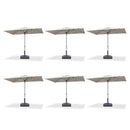 PURPLE LEAF 2/4/6 Set Semi-Auto Patio Table Umbrellas with Base for Outdoor Commercial