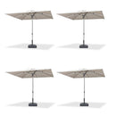 PURPLE LEAF 2/4/6 Set Semi-Auto Patio Table Umbrellas with Base for Outdoor Commercial