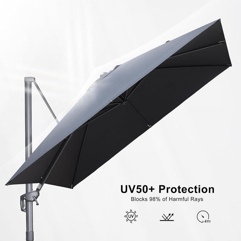 PURPLE LEAF Economical Square Outdoor Umbrella Olefin Rectangle Patio Umbrella with the sun protection index is UV50＋.