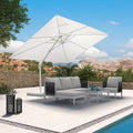 The PURPLE LEAF White Economy Patio Umbrella is the most unusual looking model in our outdoor umbrella lineup. Its clean and uncluttered look can be matched to both minimalist and fresh environments.