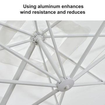 is steel or aluminum better for patio umbrella PURPLE LEAF Morden White Outdoor Umbrella Premium Cantilever Umbrellas