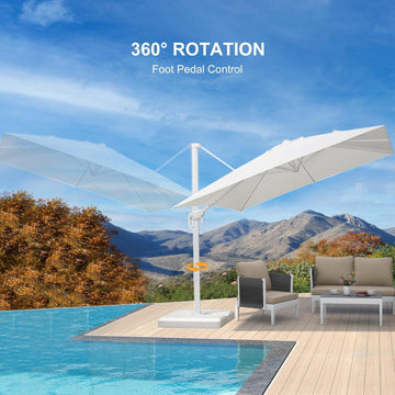 leafy patio umbrellas PURPLE LEAF Morden White Outdoor Umbrella Premium Cantilever Umbrellas