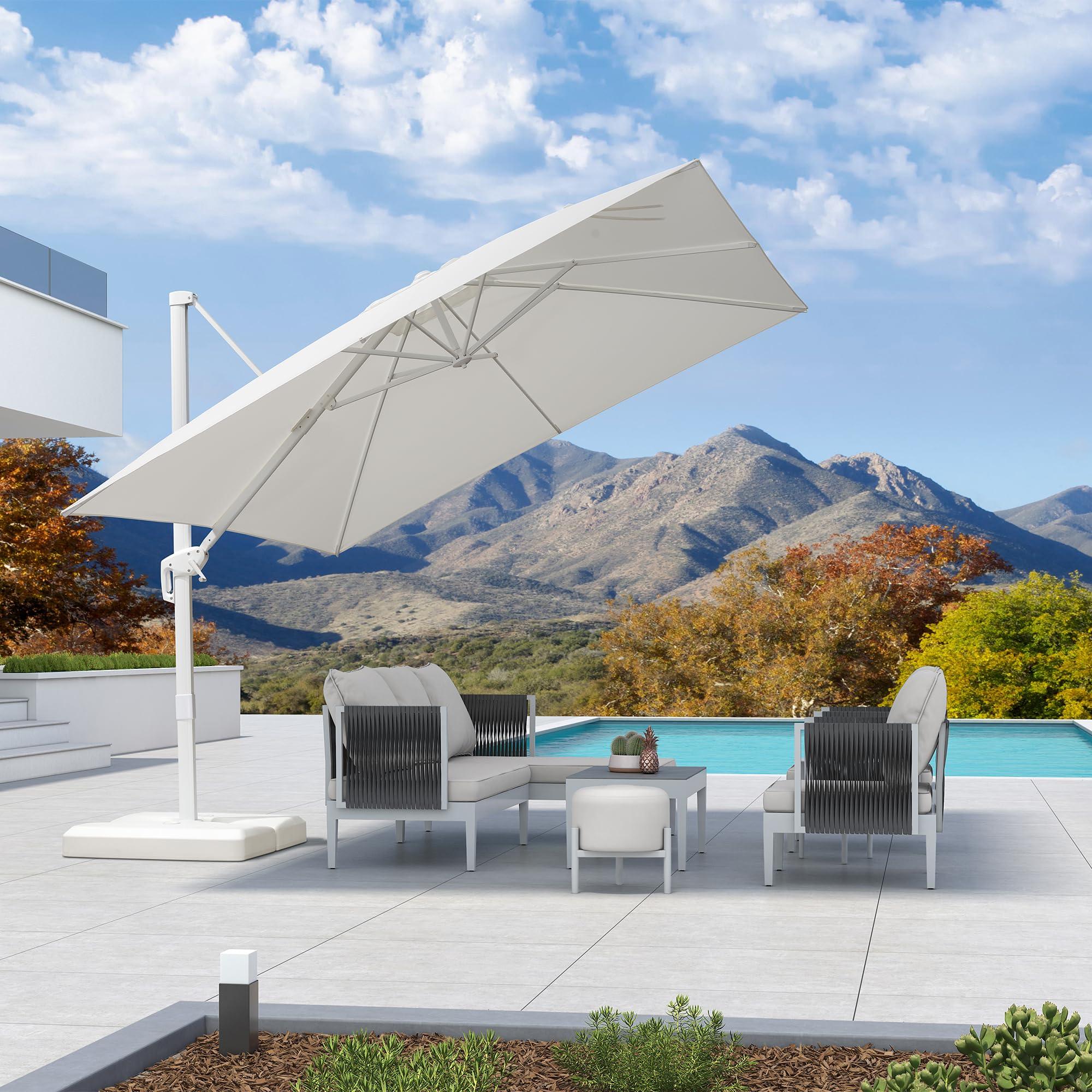 PURPLE LEAF Morden White Outdoor Umbrella Premium Cantilever Umbrellas