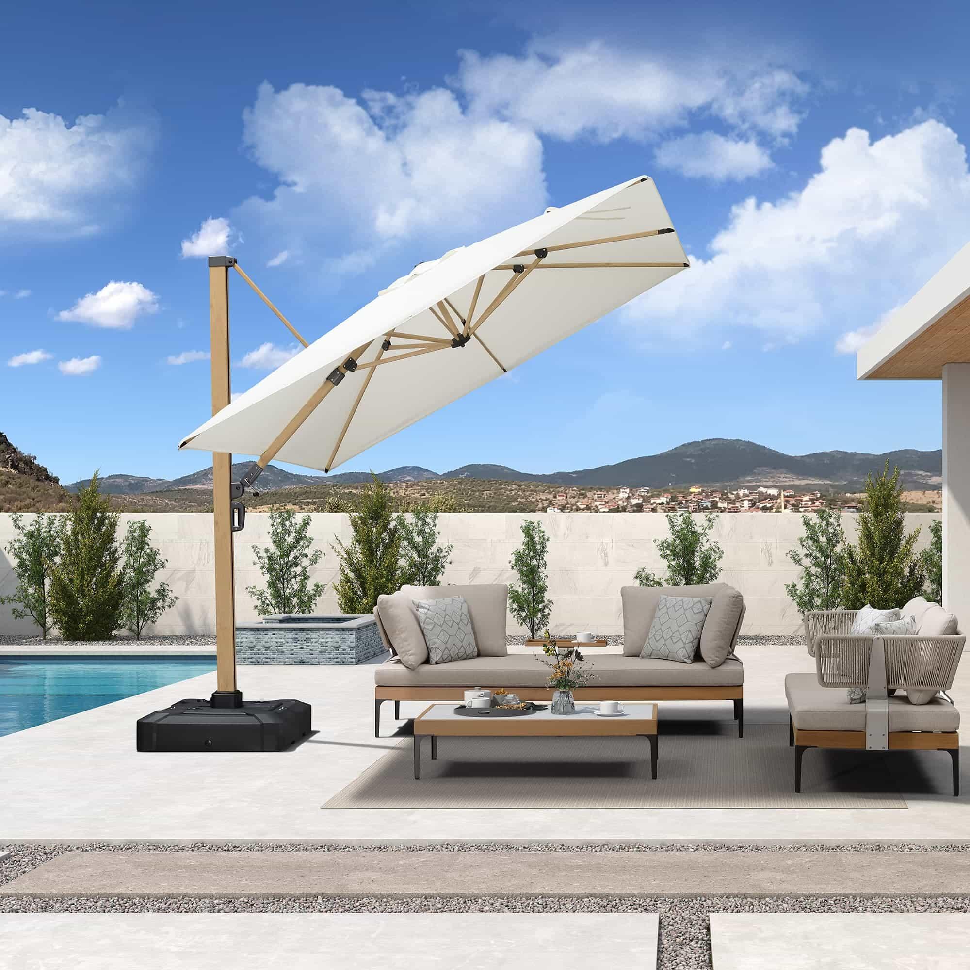 cantilever patio umbrellas on sale Wood Grain Cantilever Patio Umbrellas