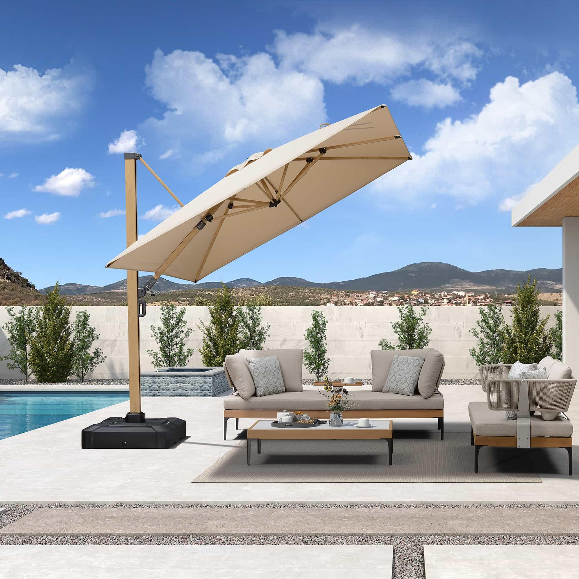 chopetree patio umbrellas Wood Grain Cantilever Patio Umbrellas
