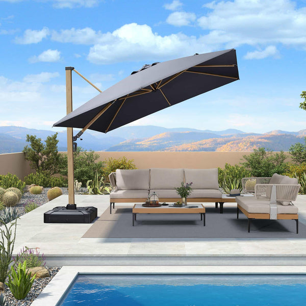 Wood Grain Cantilever Patio Umbrellas