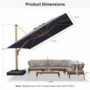 PURPLE LEAF Wood Grain Cantilever Patio Umbrella Aluminum Outdoor Umbrellas - Purple Leaf Garden