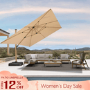 PURPLE LEAF Wood Grain Cantilever Patio Umbrella Aluminum Outdoor Umbrellas