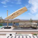 PURPLE LEAF Wood Grain Patio Umbrella with Base, Large Cantilever Umbrella for Garden