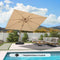 PURPLE LEAF Wood Grain Patio Umbrella with Base, Large Cantilever Umbrella for Garden
