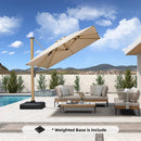 PURPLE LEAF Wood Grain Patio Umbrella with Base, Large Cantilever Umbrella for Garden