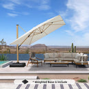 PURPLE LEAF Wood Grain Patio Umbrella with Base, Large Cantilever Umbrella for Garden