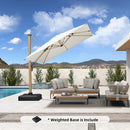 PURPLE LEAF Wood Grain Patio Umbrella with Base, Large Cantilever Umbrella for Garden