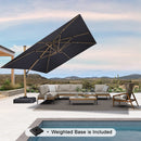 PURPLE LEAF Wood Grain Patio Umbrella with Base, Large Cantilever Umbrella for Garden