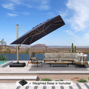 PURPLE LEAF Wood Grain Patio Umbrella with Base, Large Cantilever Umbrella for Garden