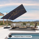 PURPLE LEAF Wood Grain Patio Umbrella with Base, Large Cantilever Umbrella for Garden