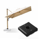 PURPLE LEAF Wood Grain Patio Umbrella with Base, Large Cantilever Umbrella for Garden