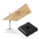 PURPLE LEAF Wood Grain Patio Umbrella with Base, Large Cantilever Umbrella for Garden