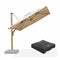 PURPLE LEAF Wood Grain Patio Umbrella with Base, Large Cantilever Umbrella for Garden