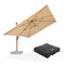 PURPLE LEAF Wood Grain Patio Umbrella with Base, Large Cantilever Umbrella for Garden