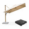 PURPLE LEAF Wood Grain Patio Umbrella with Base, Large Cantilever Umbrella for Garden