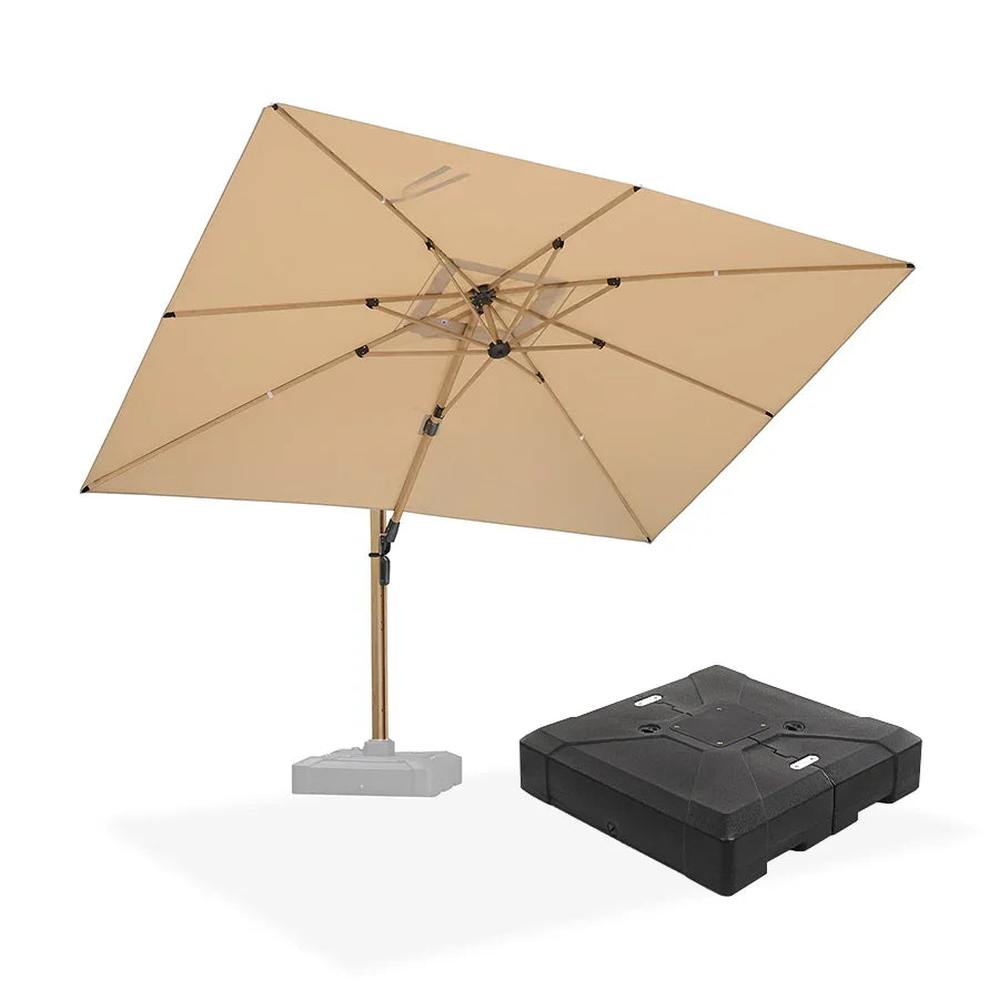 Wood Grain Cantilever Outdoor Umbrellas & Patio Umbrella with Base 10' X 13' / Beige