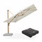 PURPLE LEAF Wood Grain Patio Umbrella with Base, Large Cantilever Umbrella for Garden
