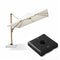 PURPLE LEAF Wood Grain Patio Umbrella with Base, Large Cantilever Umbrella for Garden