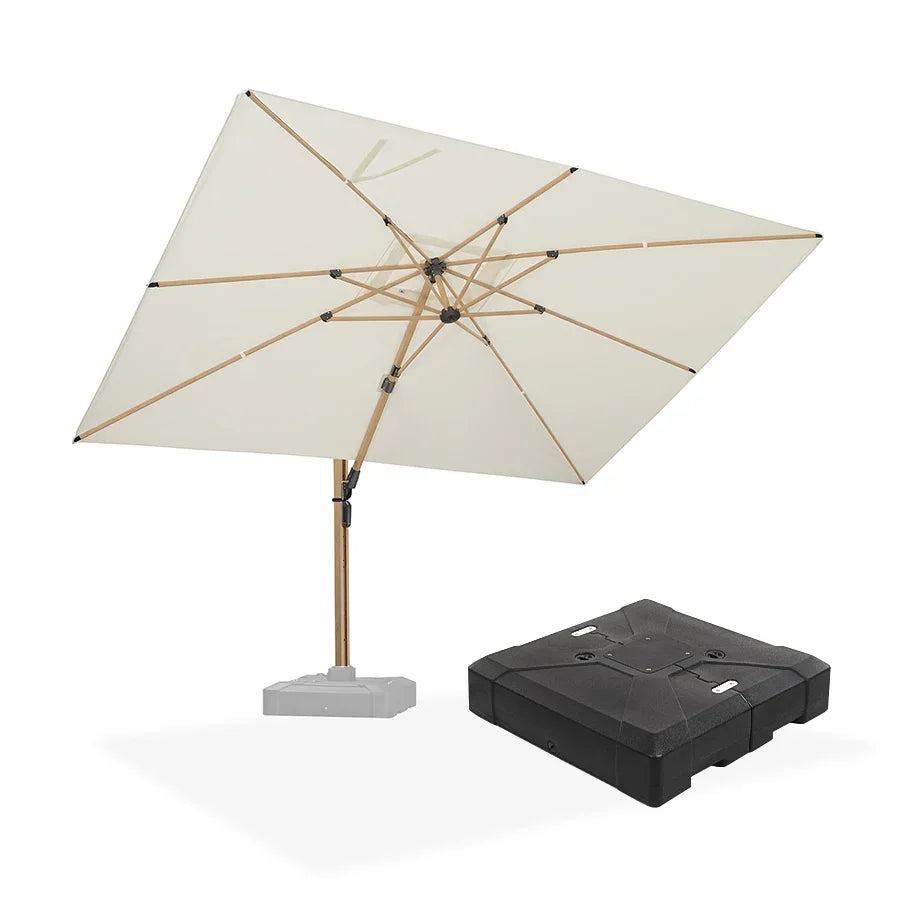 henry 8 ft aluminum cantilever patio umbrella in beige Wood Grain Cantilever Outdoor Umbrellas & Patio Umbrella with Base 9' X 12' / Cream
