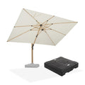 PURPLE LEAF Wood Grain Patio Umbrella with Base, Large Cantilever Umbrella for Garden