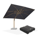 PURPLE LEAF Wood Grain Patio Umbrella with Base, Large Cantilever Umbrella for Garden