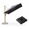 PURPLE LEAF Wood Grain Patio Umbrella with Base, Large Cantilever Umbrella for Garden
