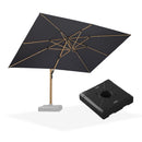 PURPLE LEAF Wood Grain Patio Umbrella with Base, Large Cantilever Umbrella for Garden