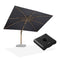 PURPLE LEAF Wood Grain Patio Umbrella with Base, Large Cantilever Umbrella for Garden