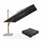 PURPLE LEAF Wood Grain Patio Umbrella with Base, Large Cantilever Umbrella for Garden