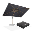 PURPLE LEAF Wood Grain Patio Umbrella with Base, Large Cantilever Umbrella for Garden