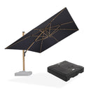 PURPLE LEAF Wood Grain Patio Umbrella with Base, Large Cantilever Umbrella for Garden