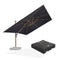 PURPLE LEAF Wood Grain Patio Umbrella with Base, Large Cantilever Umbrella for Garden
