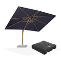 PURPLE LEAF Wood Grain Patio Umbrella with Base, Large Cantilever Umbrella for Garden
