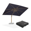 PURPLE LEAF Wood Grain Patio Umbrella with Base, Large Cantilever Umbrella for Garden